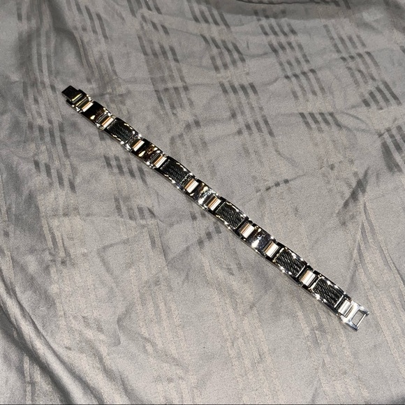 Mens bracelet STAINLESS STEEL 8.5” beautiful silver & black FINAL REDUCED PRICE - Picture 3 of 15